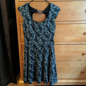 Black flower printed dress